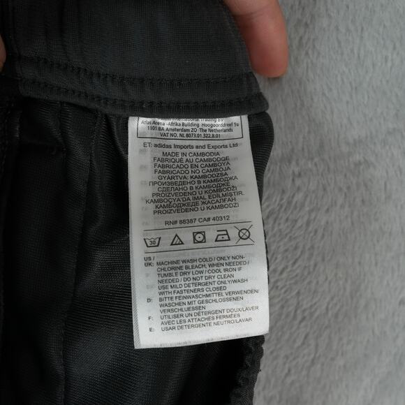 Adidas Pants Mens L 3-Stripes Tapered Gray Joggers Open Bottom Zippered Pockets - Picture 12 of 14